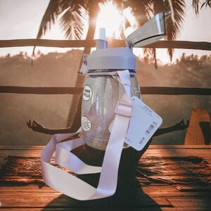 APANA Yoga Shimmering On-The-Run Chug Jug Water Bottle w/ Straw Crossbody NWT